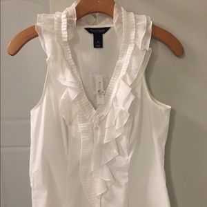 NWT White ruffle blouse size 6